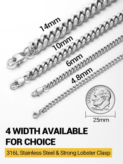 Bracelet for Men Chunky Cuban Bracelet 14MM 7.5 Inch Chain Bracelet Stainless Steel Gift for Him