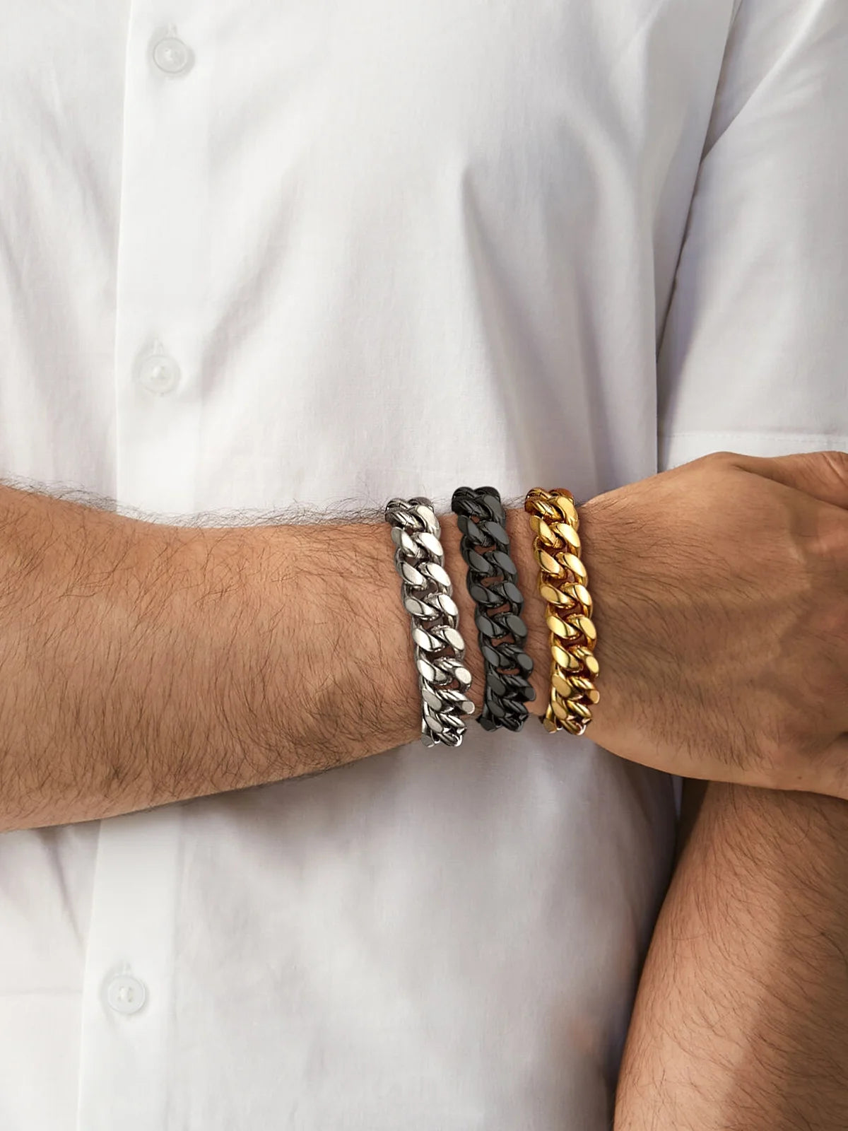 Bracelet for Men Chunky Cuban Bracelet 14MM 7.5 Inch Chain Bracelet Stainless Steel Gift for Him