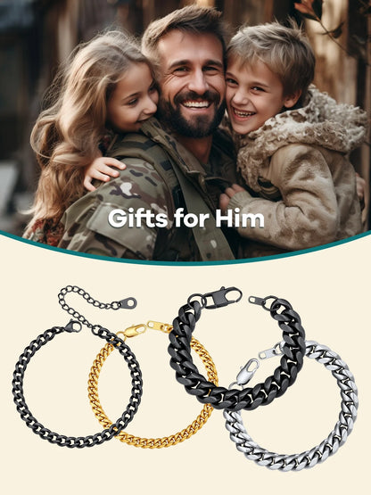 Bracelet for Men Chunky Cuban Bracelet 14MM 7.5 Inch Chain Bracelet Stainless Steel Gift for Him