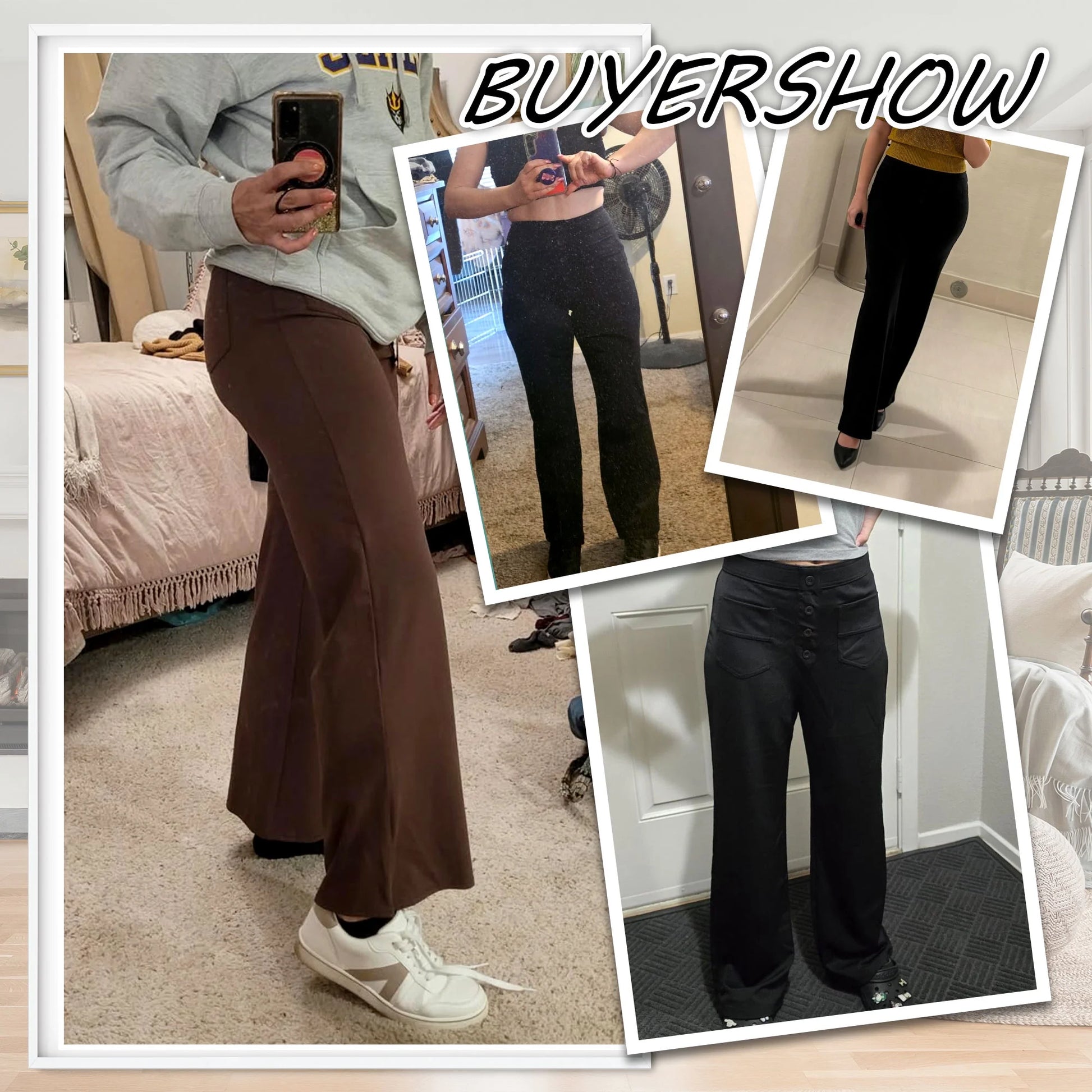 Womens Straight Leg Pants High Waisted Button Stretchy Business Work Casual Trousers Multiple Pockets Pants for Womens Clothes Elastic Waisted Slacks Casual